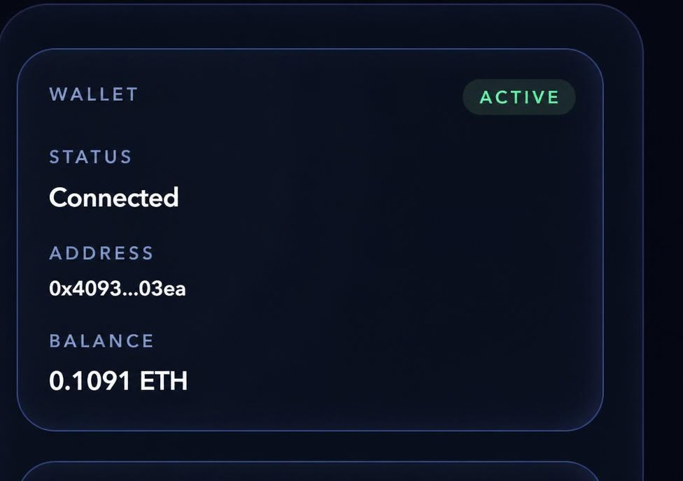 ArbiAgent wallet connected with active status and balance